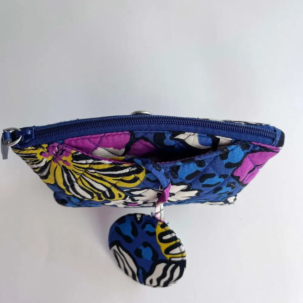 Vera Bradley Compact Travel Cosmetic Bag with Small Mirror Blue Floral Quilted